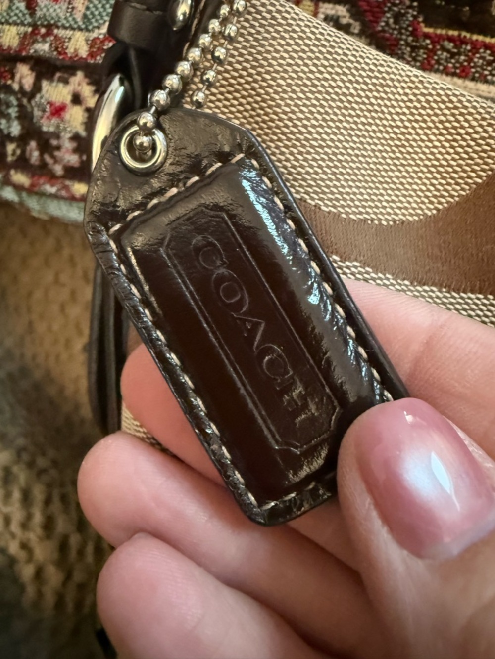 Coach Brown/Tan Signature Canvas Shoulder Bag - Picture 6 of 9